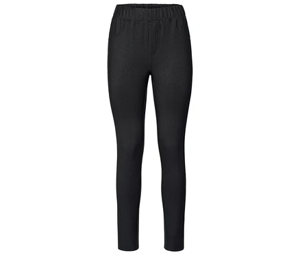 Leggings noirs avec taille élastique sur fond blanc.