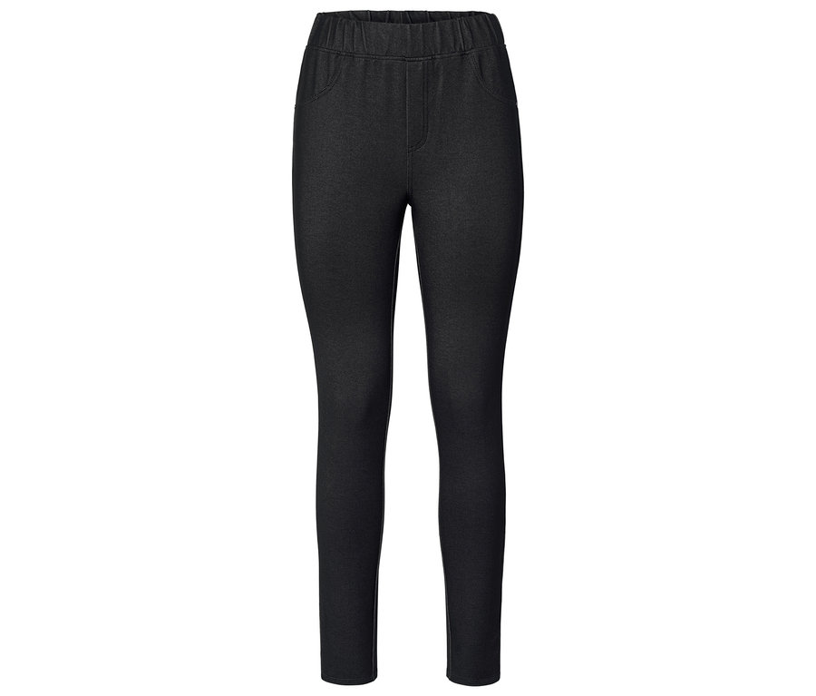 Leggings noirs avec taille élastique sur fond blanc.