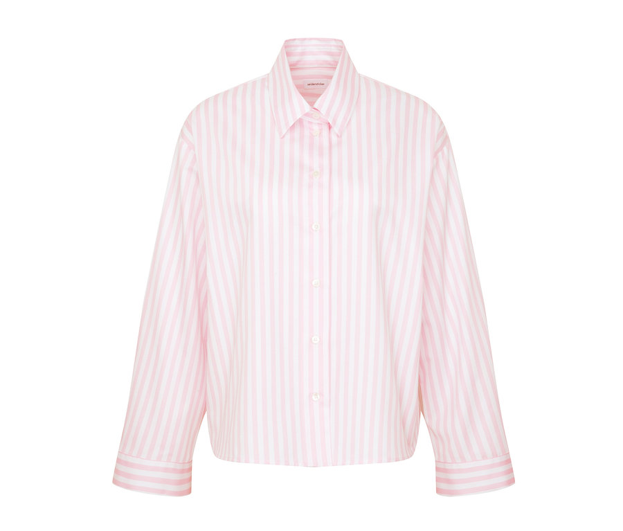 Chemisier oversize Seidensticker rose avec rayures blanches.