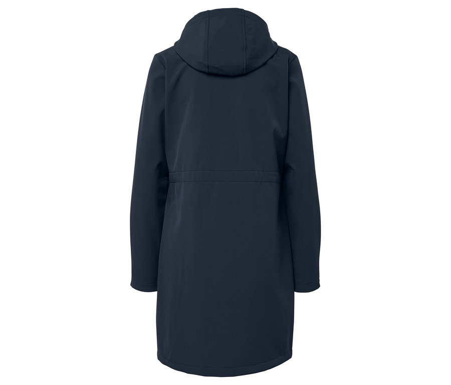 Veste à capuche bleu foncé, vue de dos.