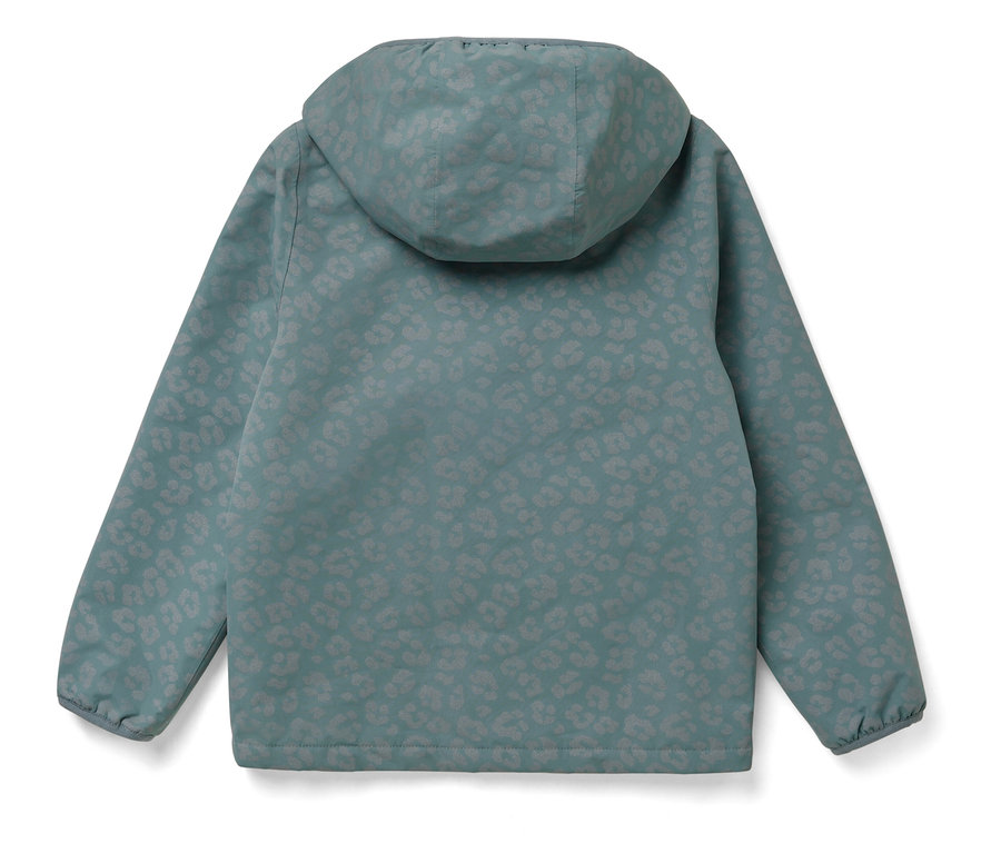 Veste de pluie thermique pour enfant avec des éléments réfléchissants vue de dos.