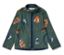 Veste en polaire verte à motif animalier.