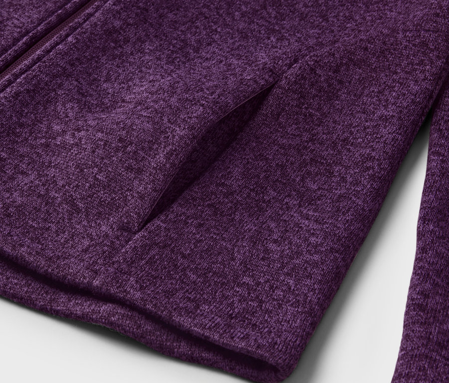 Détail d'une veste en maille polaire Da.Strickfleece-Jacke, pflaume/lavendel.