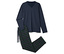 Pyjama bleu marine à manches longues et pantalon à carreaux.