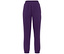 Pantalon de survêtement violet avec taille et chevilles élastiquées.