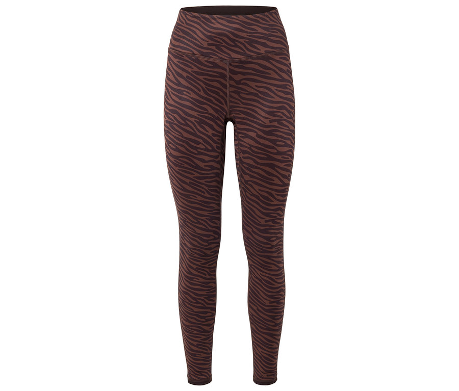 Leggings marron avec motif animalier zébré.