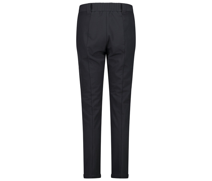 Vue arrière d'un pantalon bleu marine avec une taille élastique.