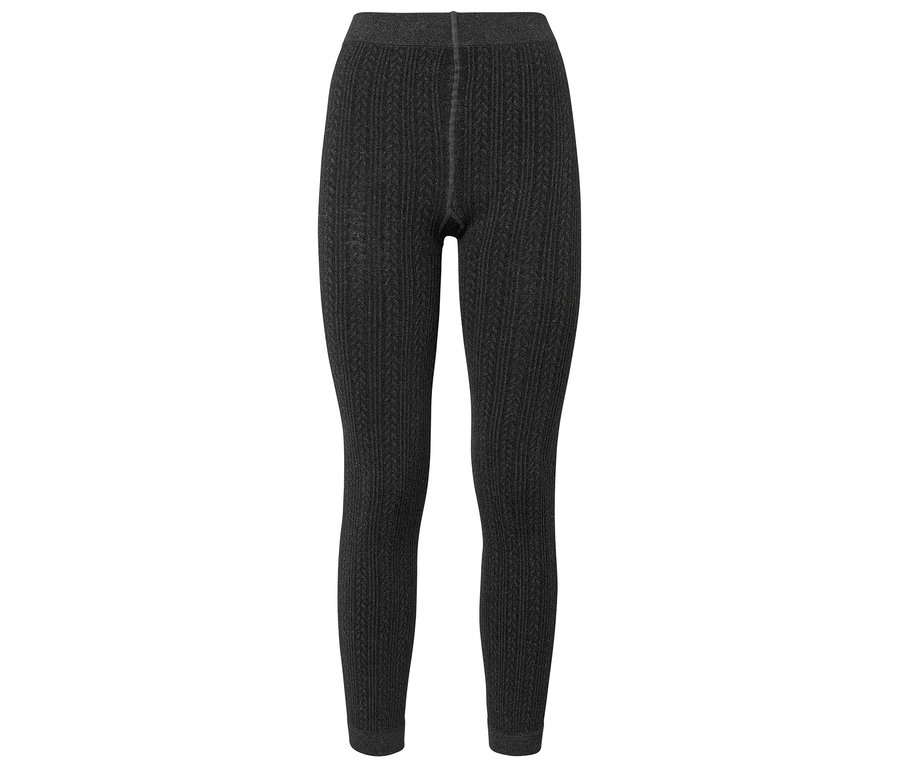 Leggings thermiques gris foncé avec motif torsadé.
