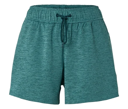 Gros plan sur un short turquoise avec cordon de serrage.