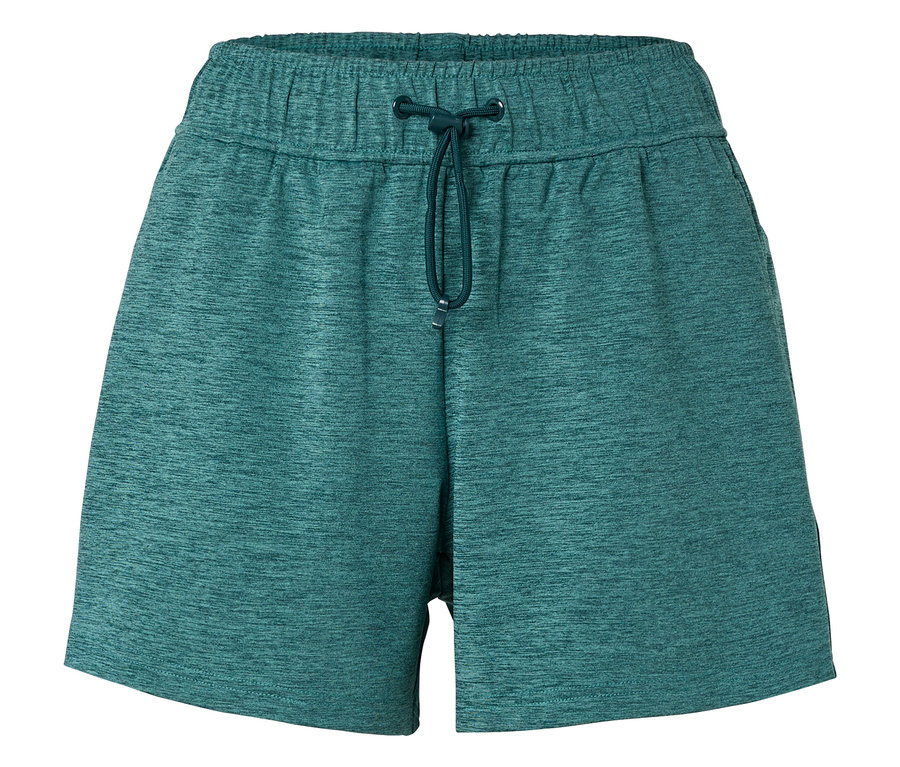 Gros plan sur un short turquoise avec cordon de serrage.