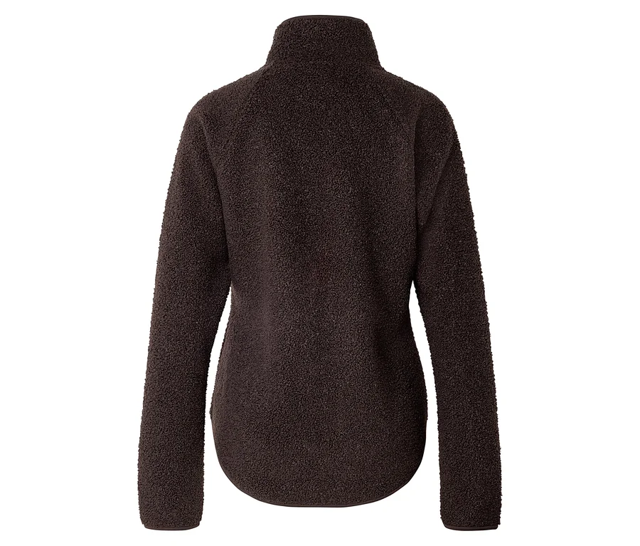 Vue arrière d'une veste polaire marron à col montant.