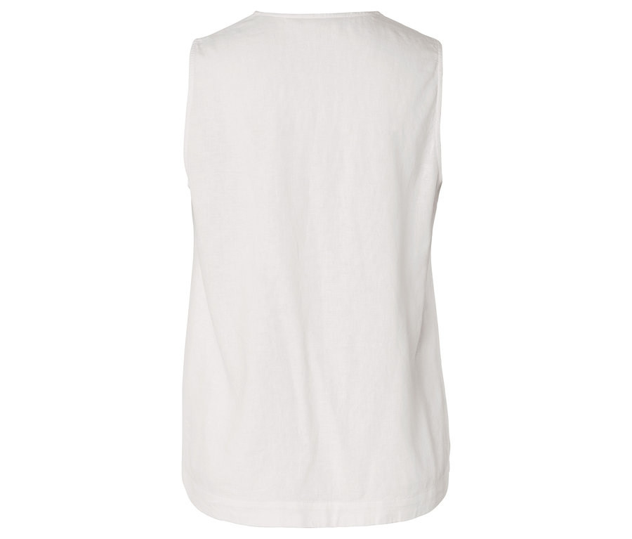 Vue arrière d'un haut blanc sans manches.