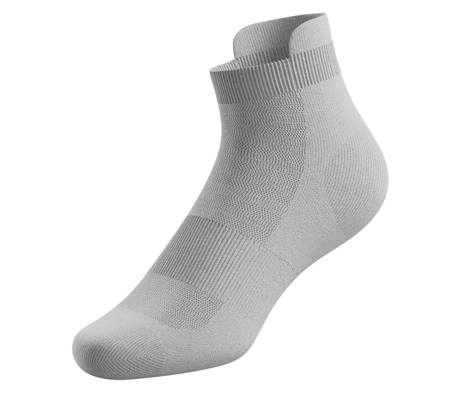 Une chaussette de sport grise, issue d'une paire de 2, sur fond blanc.