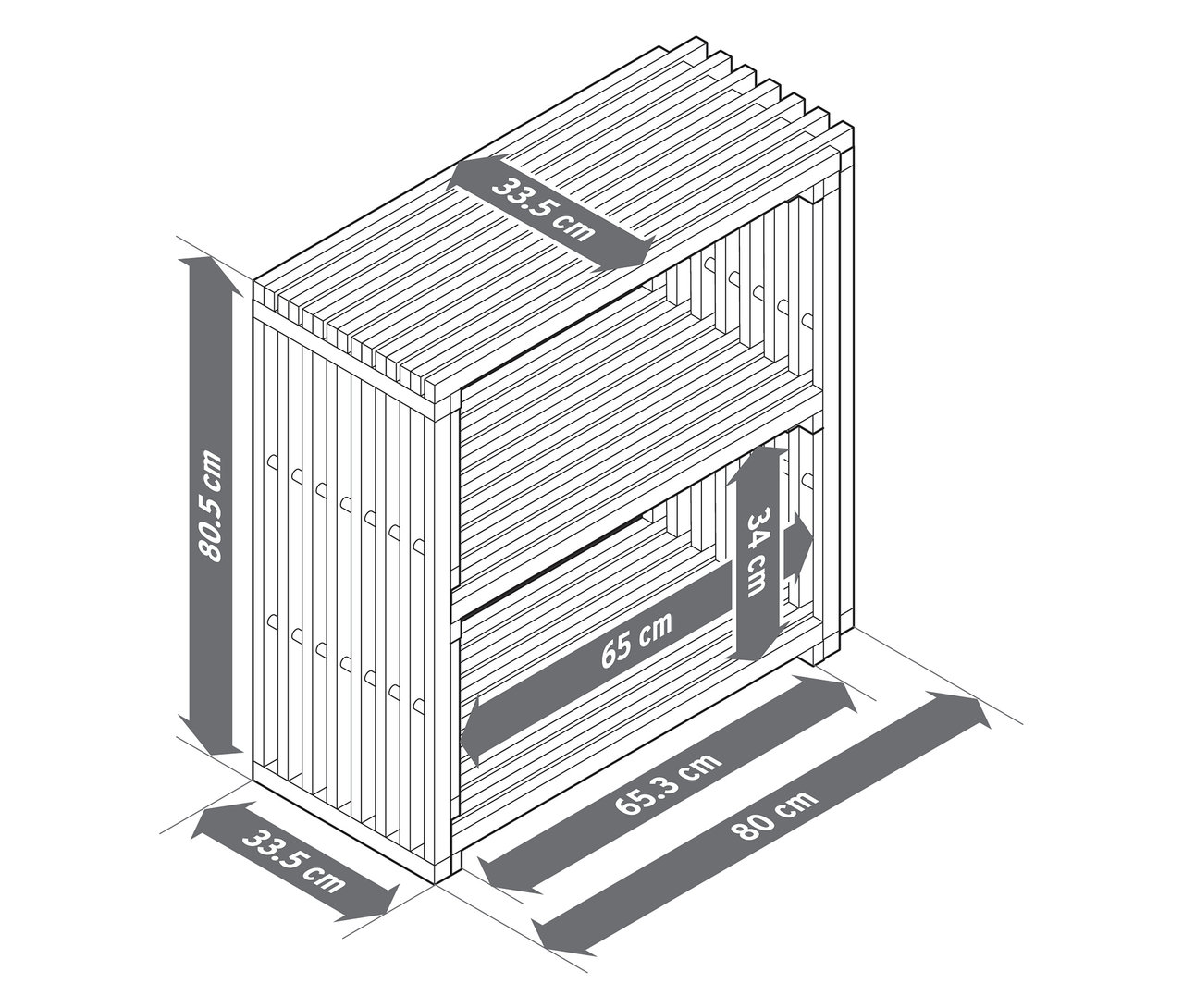 Image du sideboard extensible «	FLEKSIBEL	» avec les dimensions.