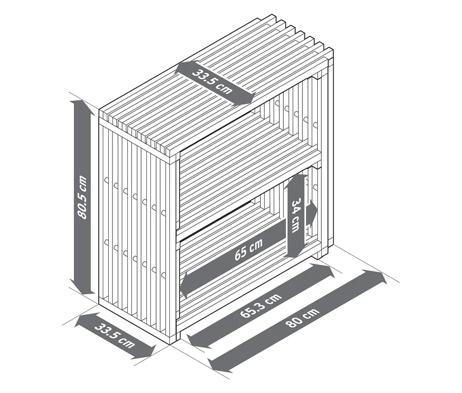 Image du sideboard extensible « FLEKSIBEL » avec les dimensions.