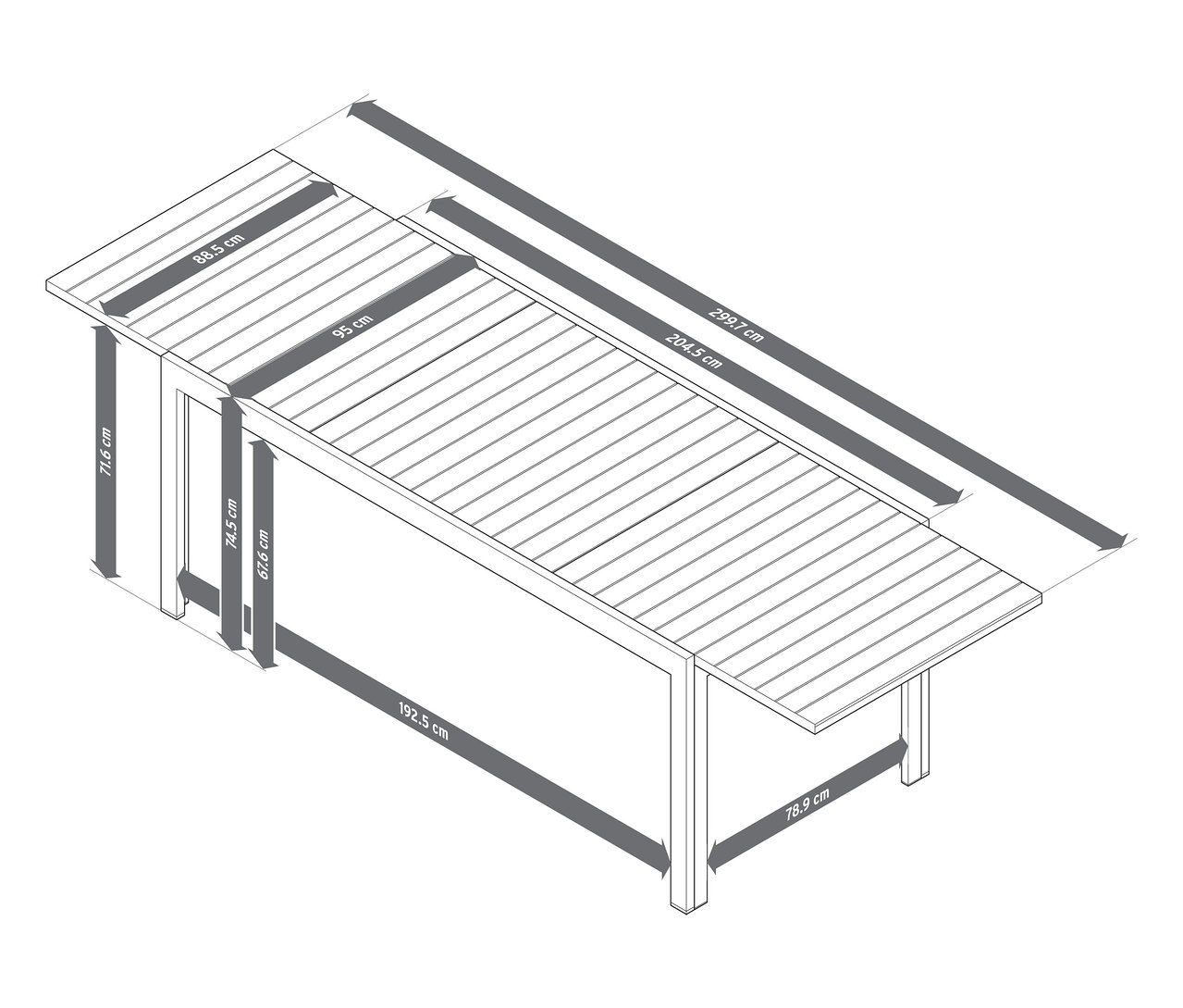 Illustration d'une table de jardin extensible en aluminium « Liska », env. 200‒300 cm.
