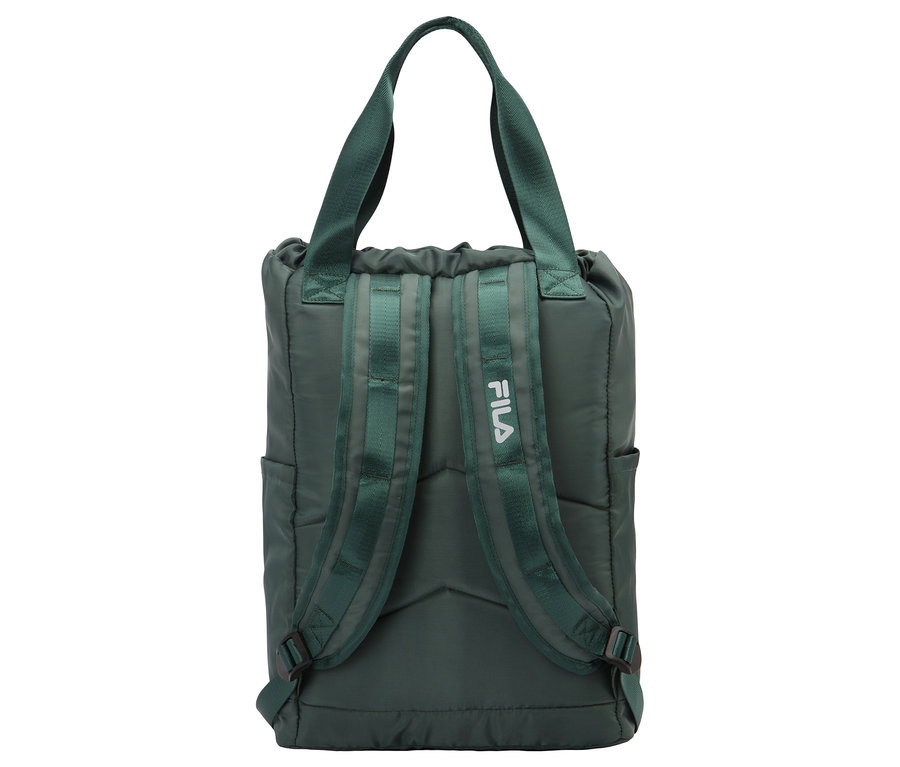 Un sac de sport FILA vert vu de derrière.