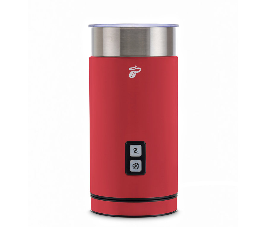 Mousseur à lait électrique rouge.