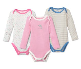 1 rose à rayures avec imprimé de dauphin, 1 blanc avec imprimé intégral multicolore à pois, 1 gris-blanc à rayures