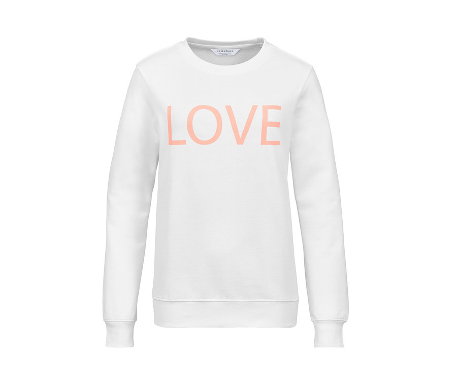 Sweat-shirt blanc avec inscription « LOVE ».
