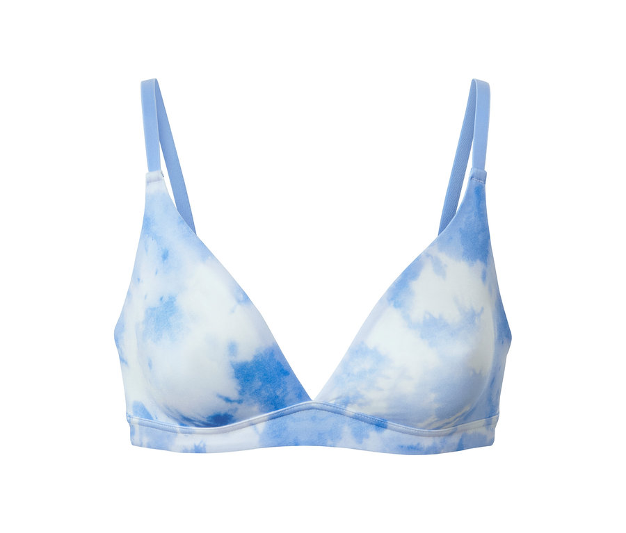 Soutien-gorge souple bleu et blanc.