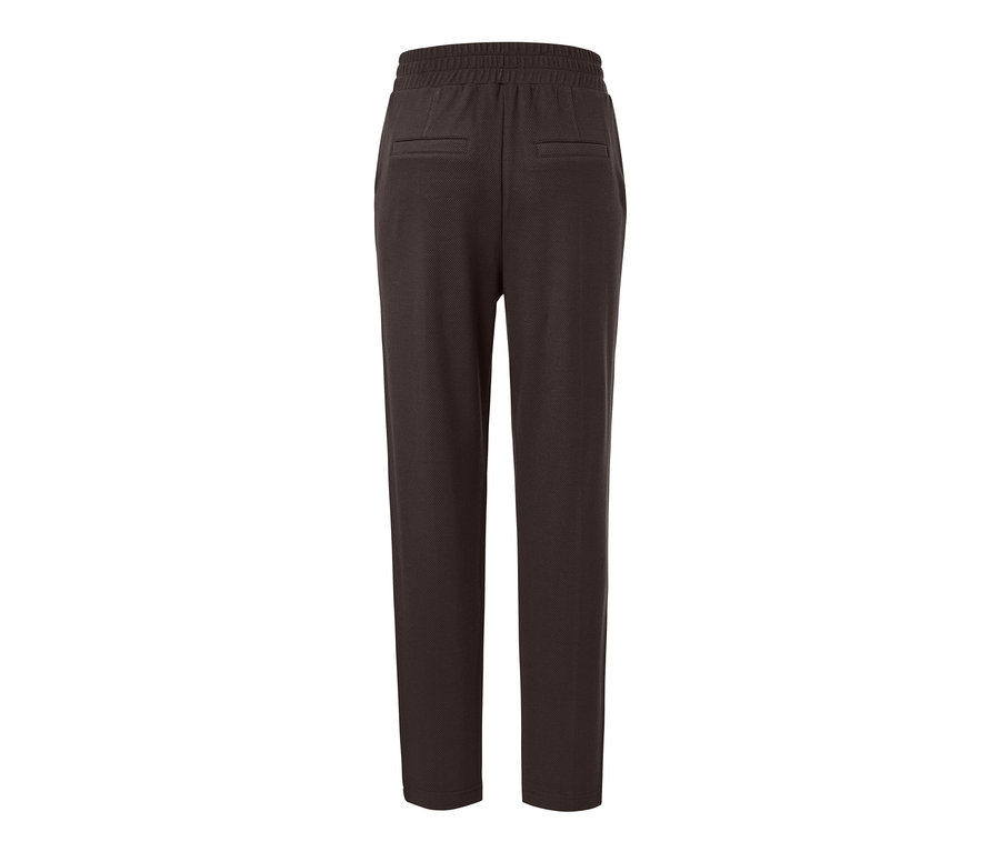 Vue détaillée de dos d'un pantalon de jogging avec nervure, marron foncé.