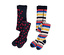 1x bleu foncé à motif étoilé rouge, 1x rayures multicolores avec du fil scintillant