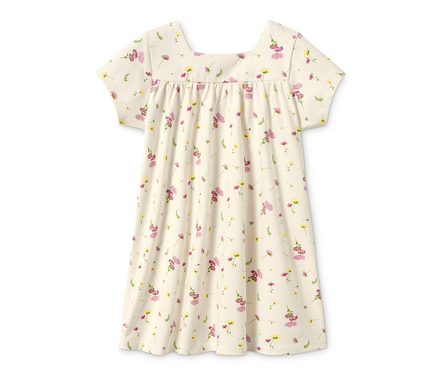 Une robe en jersey en coton bio avec un imprimé floral.