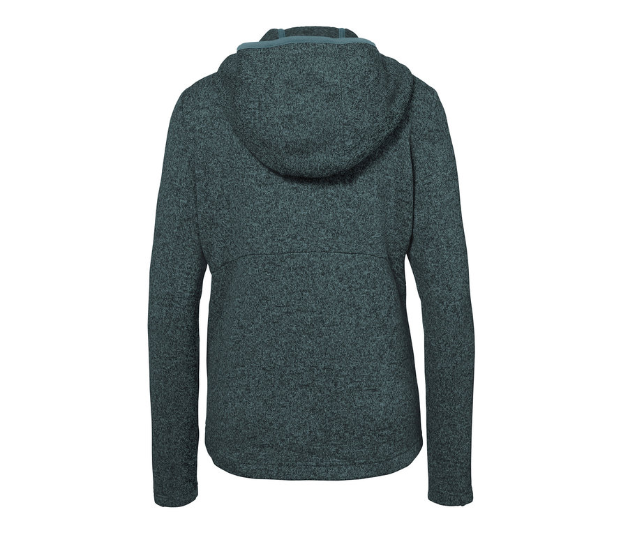 Vue arrière de la veste à capuche en polaire tricotée.