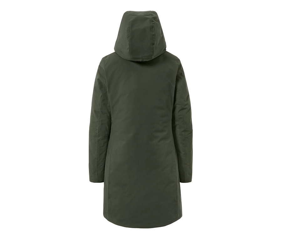 Manteau thermique kaki vu de derrière.