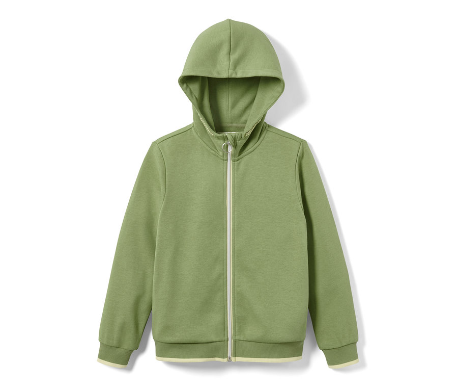 Veste de survêtement enfant verte zippée à capuche.