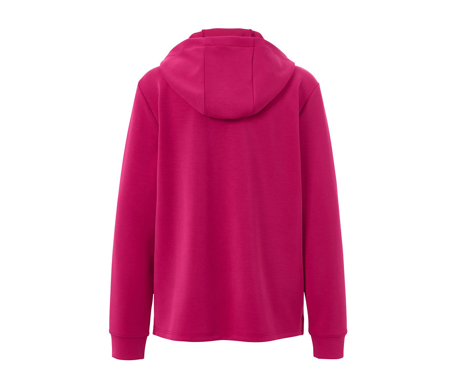 Vue arrière d'un pull à capuche rose en mélange de modal.