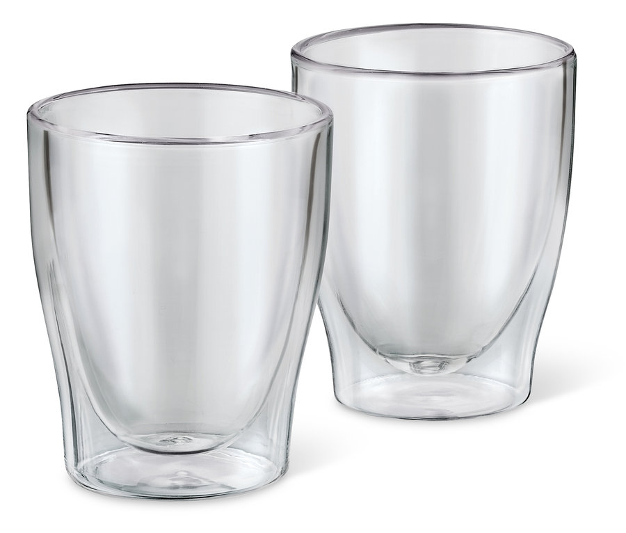Deux verres à double paroi pour café crème, lot de 2.