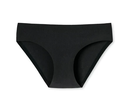 Slip Rio invisible SCHIESSER noir avec du coton sur fond blanc.
