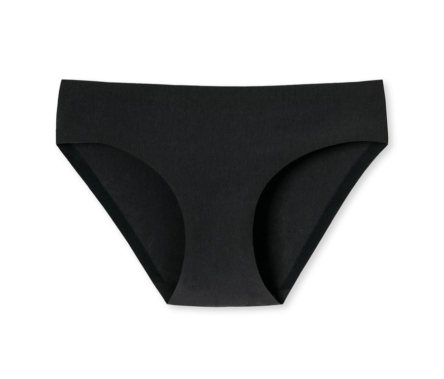 Slip Rio invisible SCHIESSER noir avec du coton sur fond blanc.