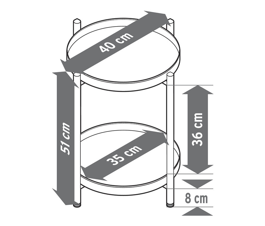 Dimensions de la table d'appoint en métal.