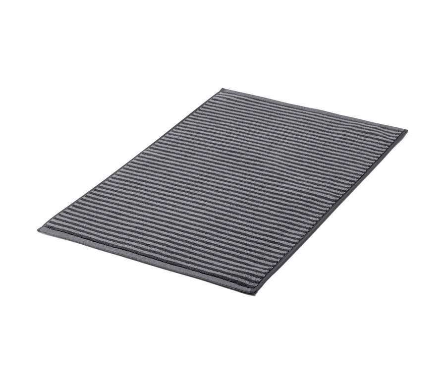 Tapis de douche anthracite de haute qualité avec des rayures horizontales.
