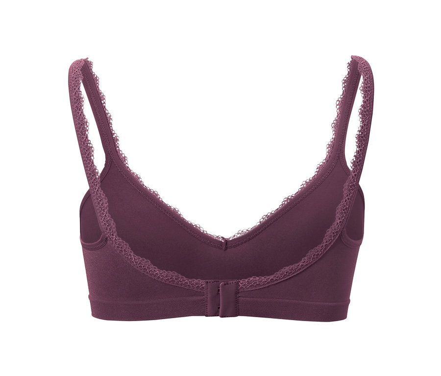 Gros plan sur un soutien-gorge doux Seamless couleur aubergine.