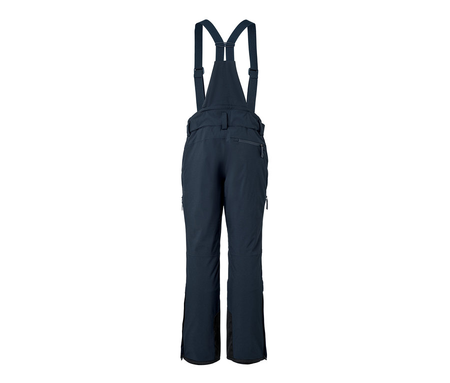 Pantalon de ski high-tech bleu avec bretelles.