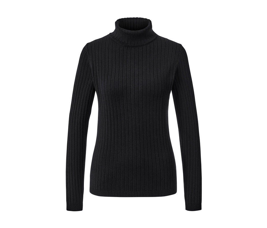 Pull à col roulé côtelé noir.
