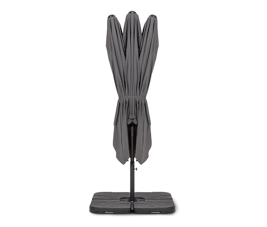 Parasol double Leco anthracite plié.