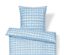Ensemble de literie en coton premium clair avec motif bleu.