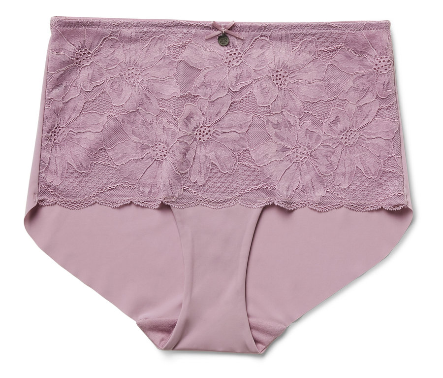 Culotte femme lilas clair avec dentelle florale sur le dessus.