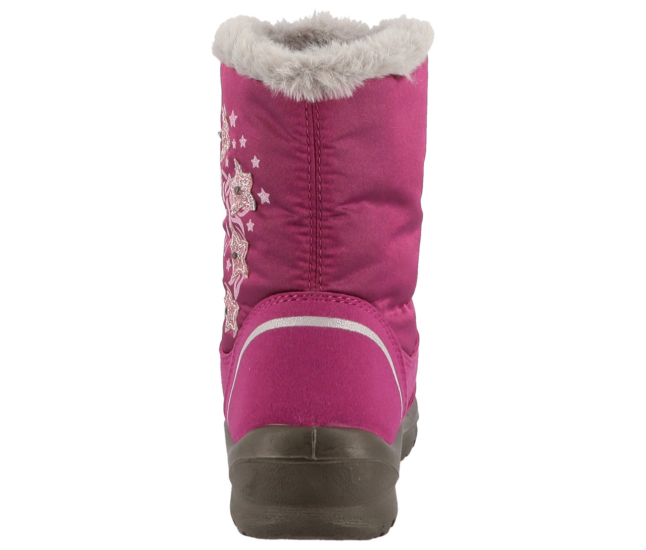 Gros plan de l'arrière d'une botte d'hiver rose, LURCHI « Kasandra-SYMPATEX ».