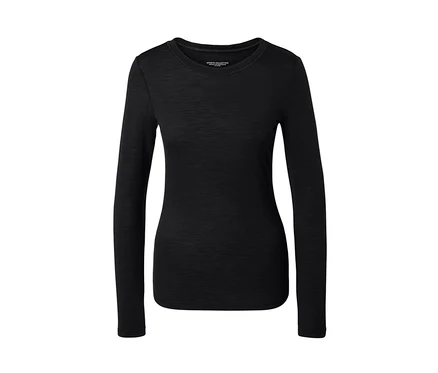 T-shirt manches longues noir avec laine mérinos.