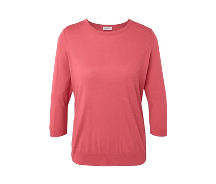 Pull-over corail en maille fine avec soie.
