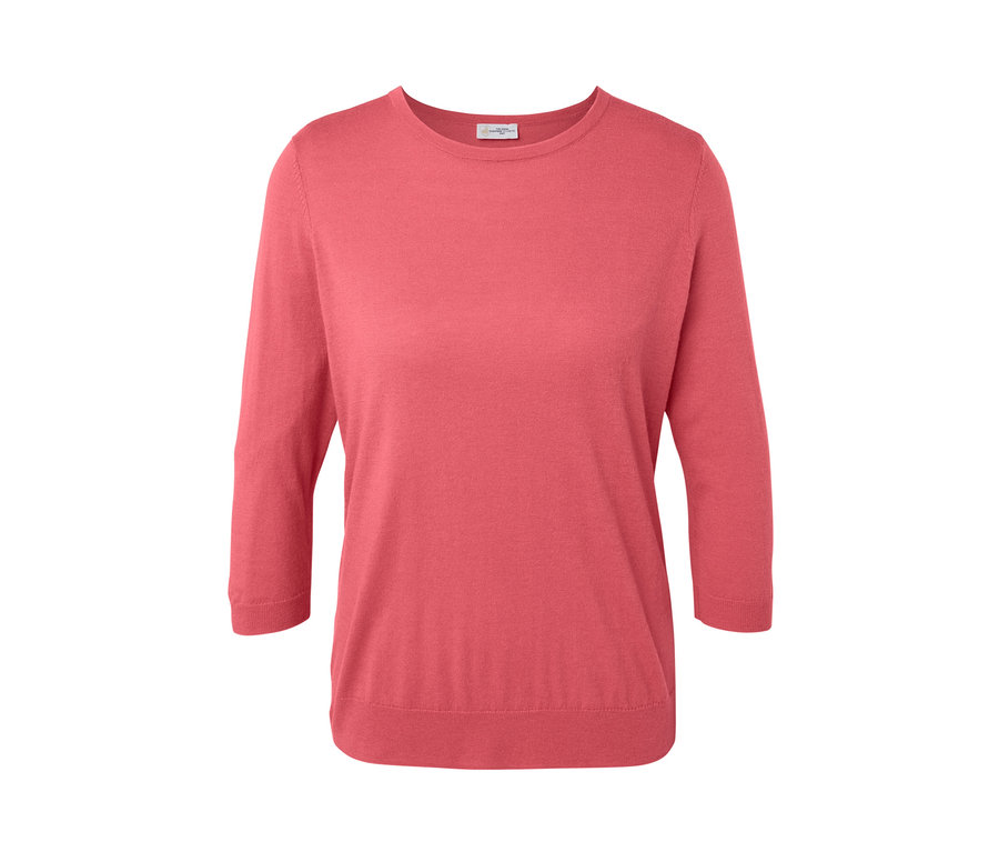Pull-over corail en maille fine avec soie.