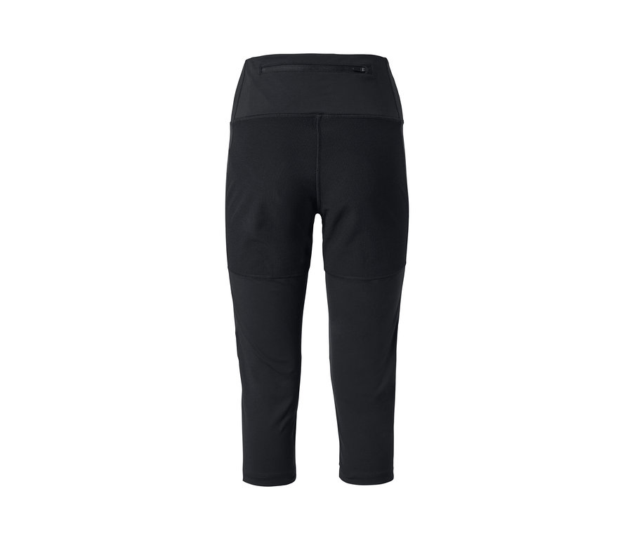 Vue détaillée d'un legging de trekking 3/4 noir.