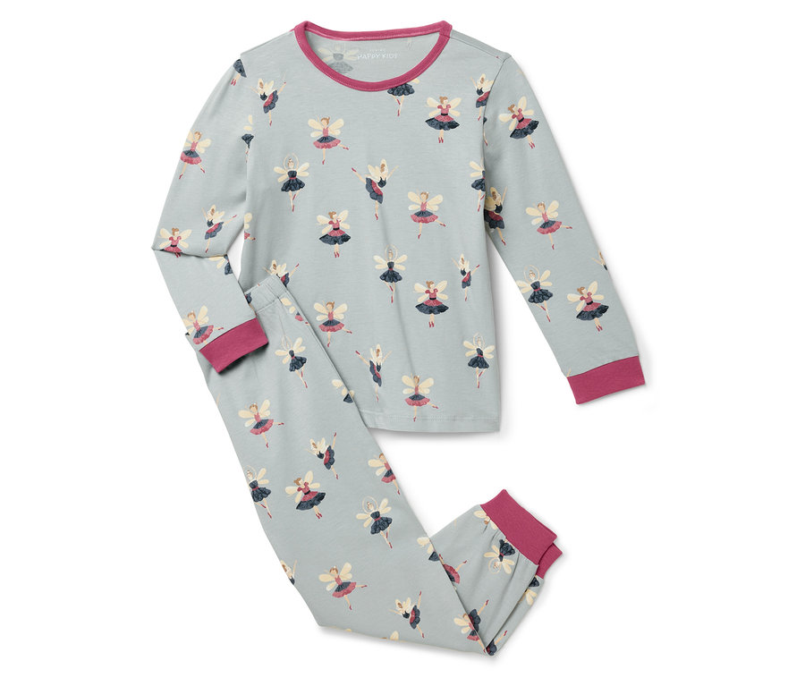 Pyjama bleu à manches longues avec imprimé ballerines.