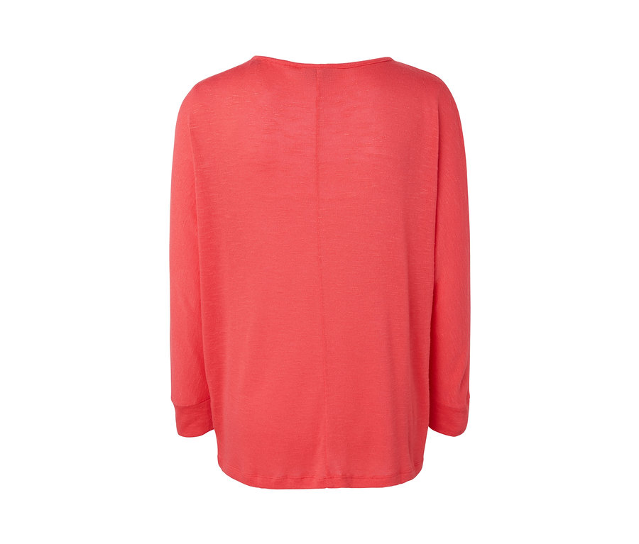 Vue arrière d'un t-shirt corail à manches chauve-souris.